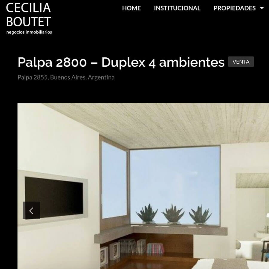Sitio web. Cecilia Boutet - Negocios inmobiliarios